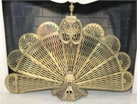 Brass Peacock Fireplace Screen