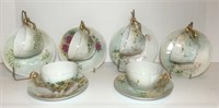 T&V Delicate Porcelain Cups & Saucers (4)