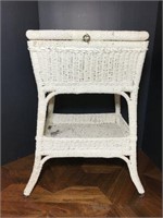 Painted Wicker Picnic Basket Table