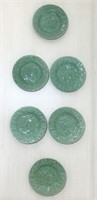 Ceramic Majolica Style Green Glaze Plates