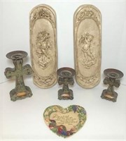 Plaster Wall Plaques & Candle Sticks
