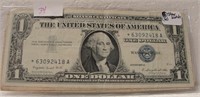 6 ASSORTED SILVER CERTIFICATE $1 STAR NOTES