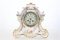 Victorian Floral Decorated Porcelain Clock