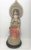 Terra Cotta Asian Figurine on Wood base
