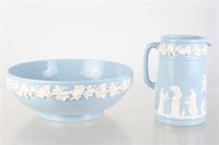 Wedgwood Queen's Ware Pitcher and Fruit Bowl