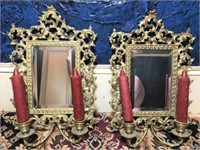 Two Mirrored Candle Sconces