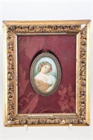 19th C Hand Painted Miniature Portrait