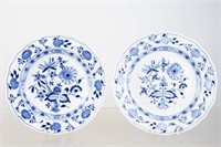 Vintage Meissen Dinner and Soup Plates Blue Onion