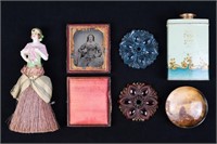 Victorian Dresser Items w/Porcelain Doll Brush