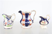 Gaudy Welsh Jugs and Cream Pitcher