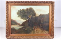 19th C Oil Mountainscape Painting by H.B. Shirrey