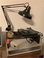 LOT OF MISC OFFICE SUPPLY/ PAPER CUTTER/ LAMP