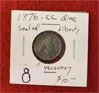 1876-CC liberty seated dime