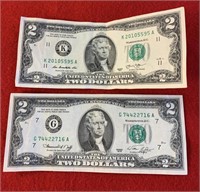 Two 1976  2 dollar bills