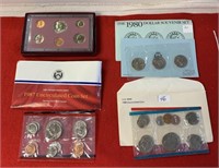 4  uncirculated Coin sets 1980 1980 1987 1990