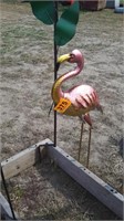 Metal flamingo lawn ornament