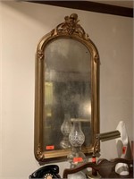 ANTIQUE GOLD LEAF LARGE ARCHED WALL MIRROR