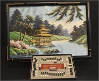 Vintage Japanese Embroidery On Silk & Auto Bridge