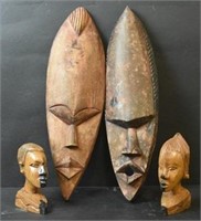 2 Hand Crafted Masks  & 2 Busts