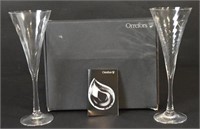 2 Orrefers Crystal Champagne Flutes