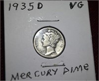 1935 D Mercury Silver Dime