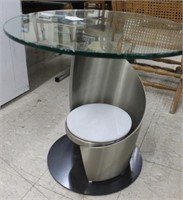 Modern Glass Topped End Table