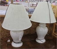 Pair of White Ceramic Lamps