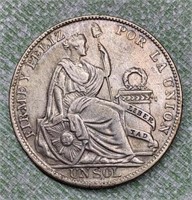 1930 Peru Silver 1 Un Sol Coin