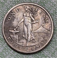 1909 Scarce U.S. Philippines Silver One Peso