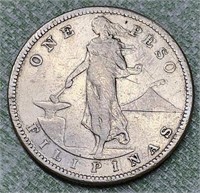 1907 Scarce U.S. Philippines Silver One Peso