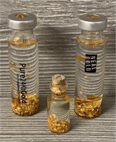 (3) Glass Tubes w/ Real Gold Flakes