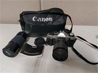 Cannon AE-1 Camera w/ Lens Attachment and Bag