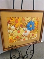 Framed Flower Embroidery 22.5" x 19"