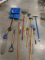 Box Lot: Gardening Tools, Snow Shovels, Ect..