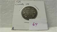 1929 CANADA 25 CENT COIN
