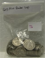 APPROX. 60 NICE BARBER DIMES