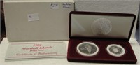 1986 MARSHALL ISLANDS PROOF ISSUE 2-COIN SET W/BOX