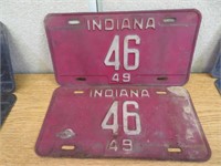 2 Matching 1949 IN License Plate #    46