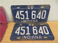 2 Matching 1948 IN License Plate # 451640