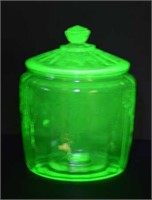 Depression  Glass Vaseline Biscuit Jar