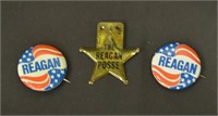 Lot Of 3 Vintage Ronald Reagan Campaign Buttons