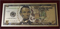 Golden $5 Bill