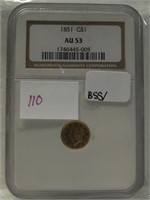 1851 GOLD $1 COIN - GRADED AU53