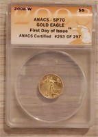 ANACS SP70 Gold Eagle $5 Gold Coin