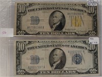 1934 $10 SILVER NOTE, 1934-A $10 N. AFRICA SILVER
