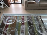 Etched Clear Glass Bowls and Butter Dish