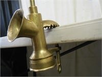 Antique solid brass meat grinder