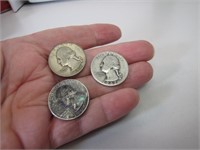 3 (90% Silver) Quarters