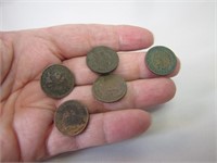 5 Indian Head Pennies 2 1903 1906 1907