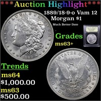 *Highlight* 1889/18-9-o Vam 12 Morgan $1 Graded Se